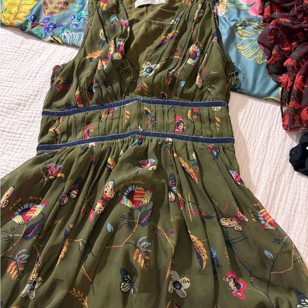 Abercrombie & Fitch Olive Butterfly  Dress